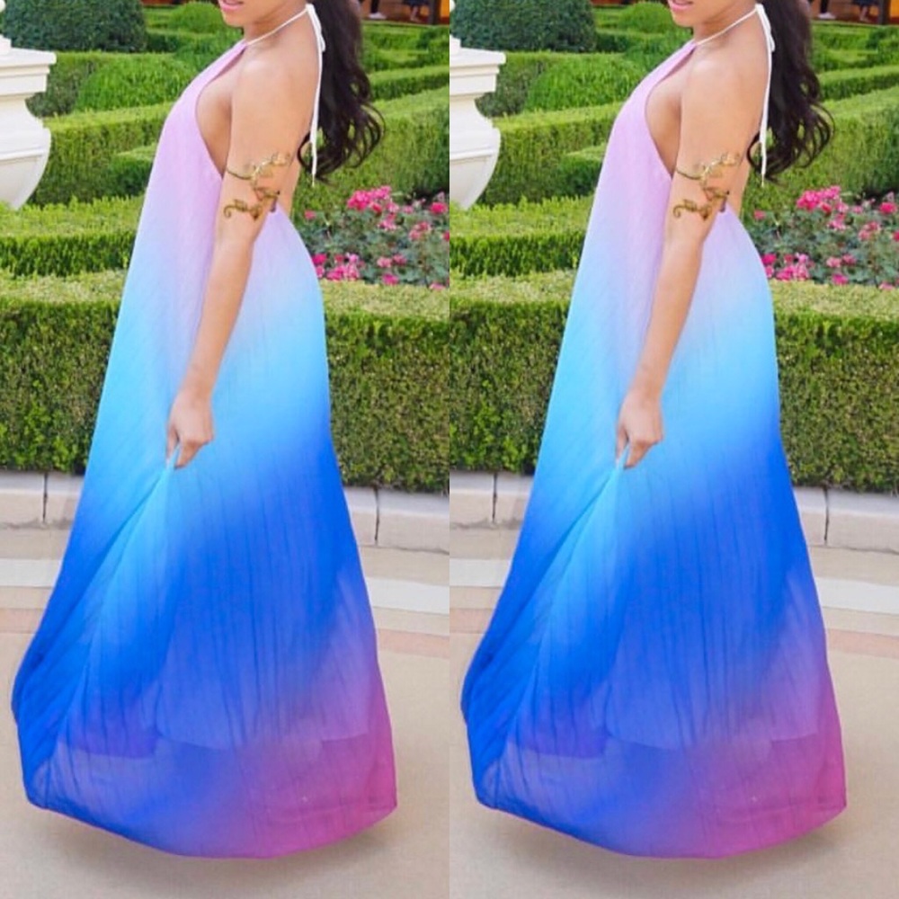 LAST ONE!!  PRICE FIRM Halter backless Ombré maxi - Picture 3 of 5